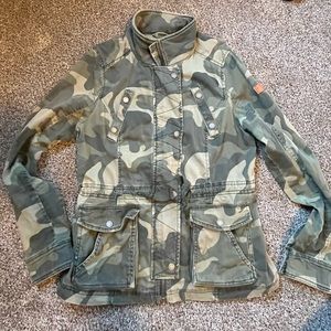 Hollister camo military utility jacket size large